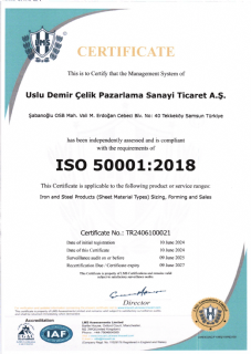 ISO 50001 Enerji Yönetim Sistemi Sertifikası