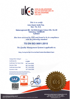 ISO 9001 Kalite Yönetim Sistemleri Sertifikası